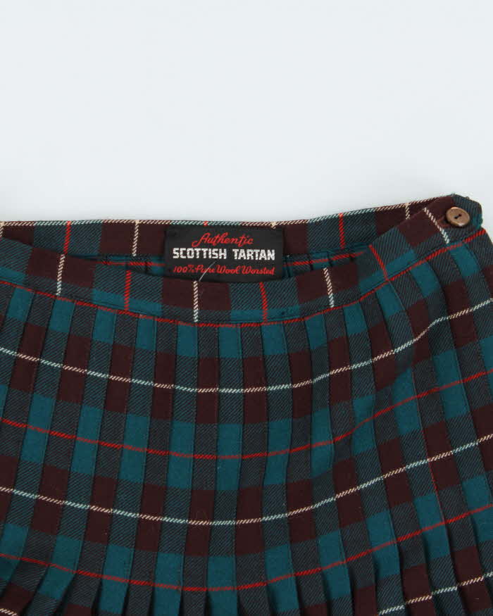 Vintage Scottish Tartan Wool Skirt - XS