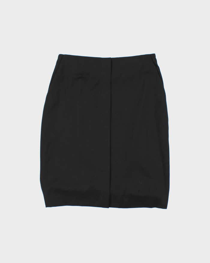 Versace Black Wool Chunky Chain Straight Knee Length Skirt - W30