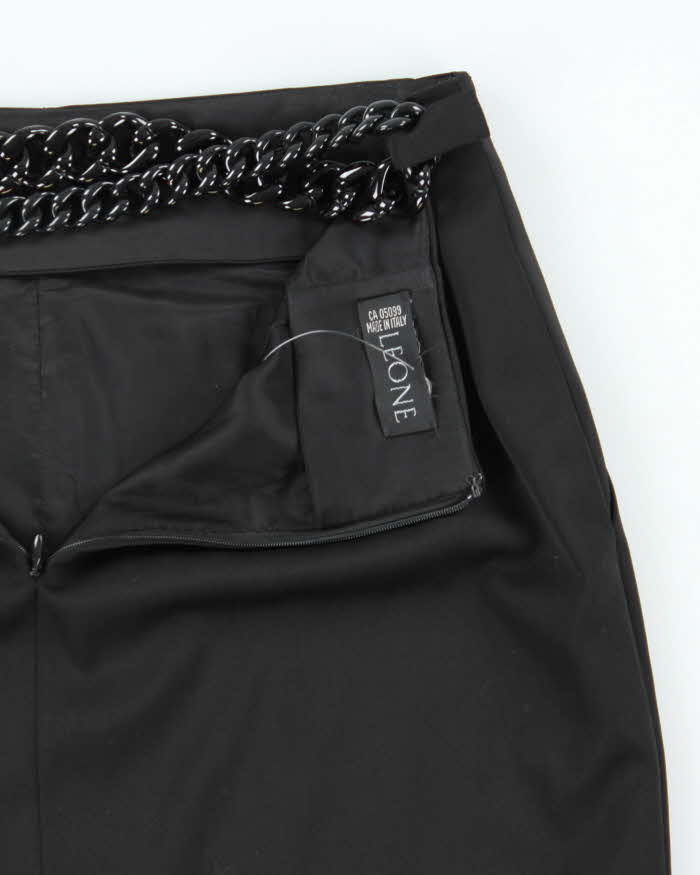 Versace Black Wool Chunky Chain Straight Knee Length Skirt - W30
