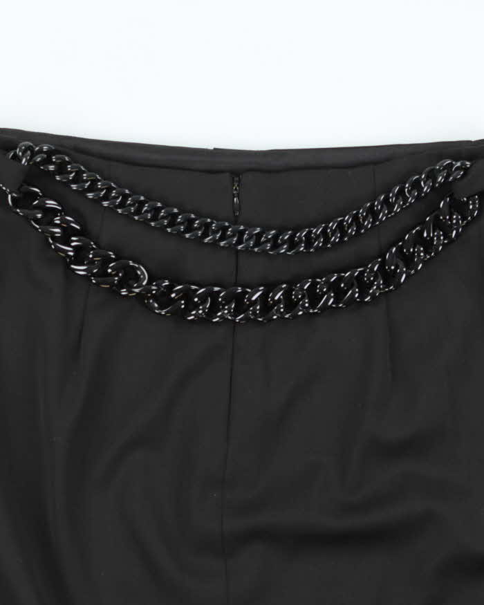 Versace Black Wool Chunky Chain Straight Knee Length Skirt - W30
