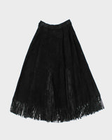Vintage 1990s Women's A-Line Western Suede Tassel Midi Skirt - W25