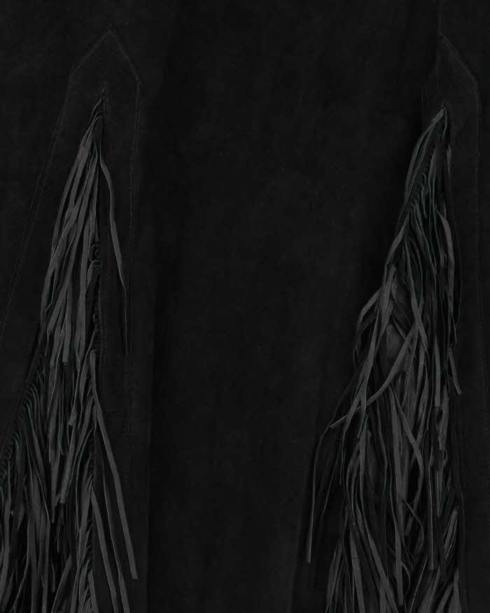 Vintage 1990s Women's A-Line Western Suede Tassel Midi Skirt - W25