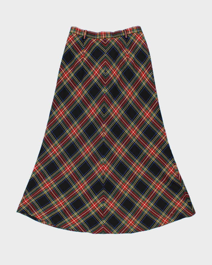 Vintage Valencia Wool Checked Maxi Skirt - XS