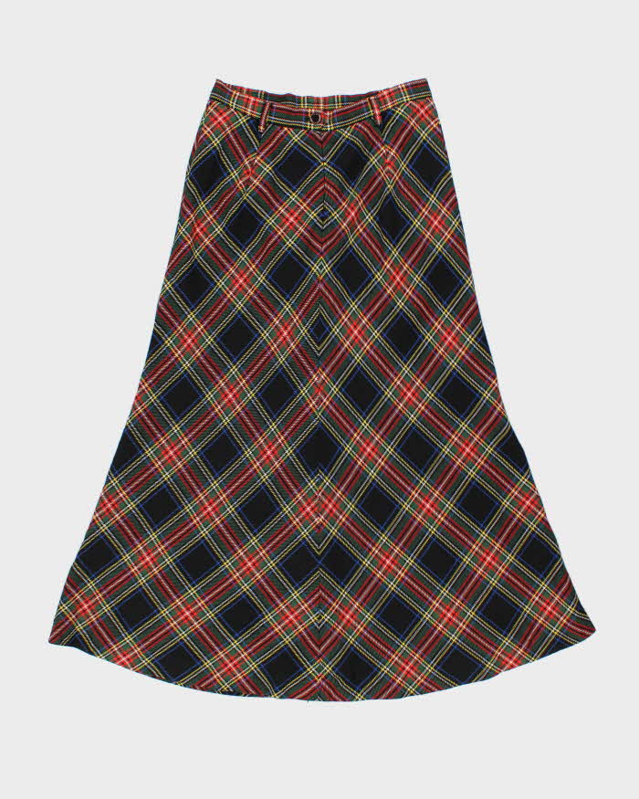Vintage Valencia Wool Checked Maxi Skirt - XS