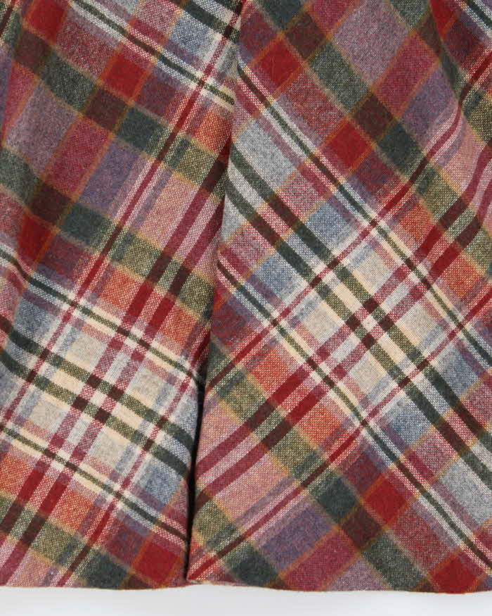Vintage 80s Junior Flare Check Wool Blend Skirt - XS