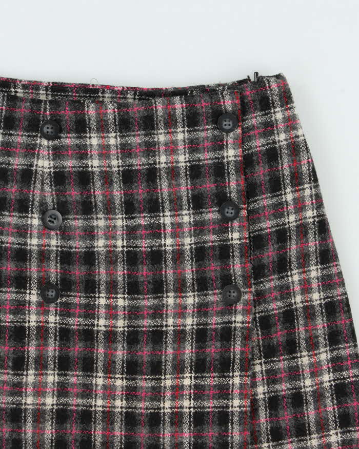 Vintage 00s U2 Clothing Wool Blend Checked Mini Skirt -XXS