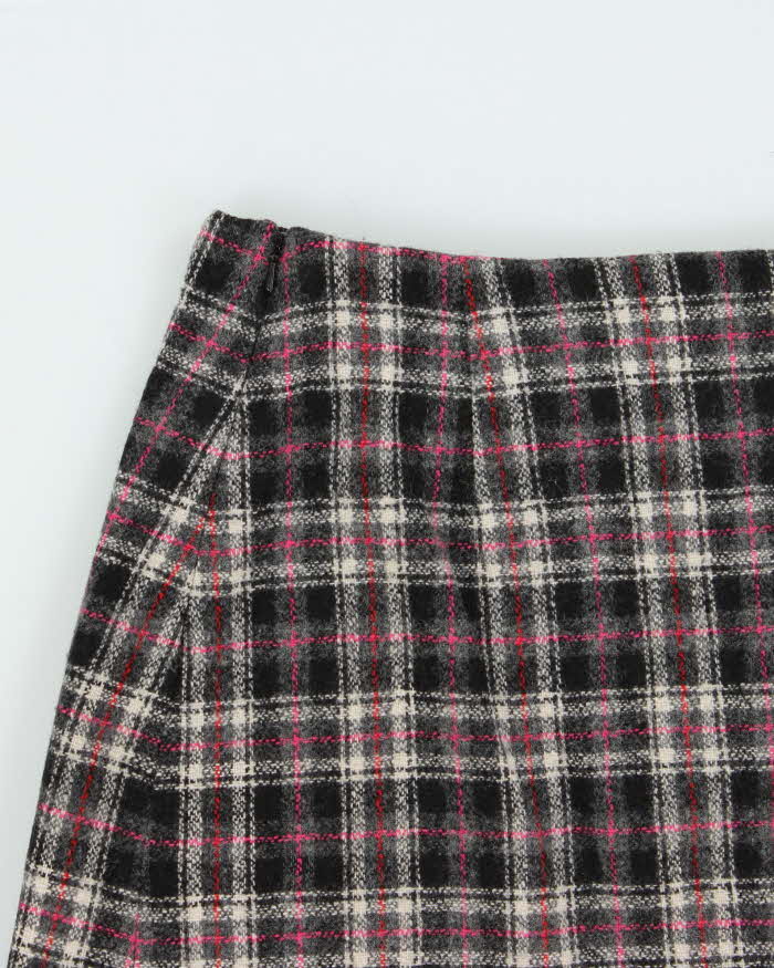 Vintage 00s U2 Clothing Wool Blend Checked Mini Skirt -XXS