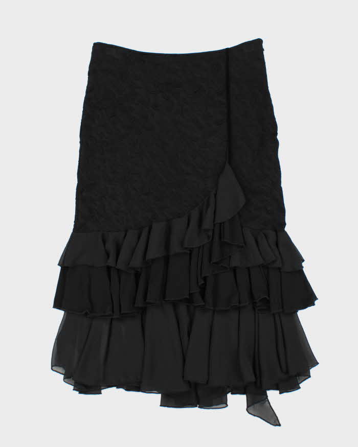 Vintage 00s Tricotto Embossed Ruffle Skirt - M
