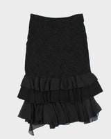 Vintage 00s Tricotto Embossed Ruffle Skirt - M