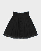 Vintage 00s Contemporary Button-up Lace Trim Skirt - XS