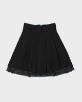 Vintage 00s Contemporary Button-up Lace Trim Skirt - XS