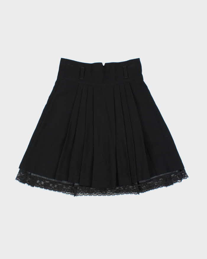 Vintage 00s Contemporary Button-up Lace Trim Skirt - XS