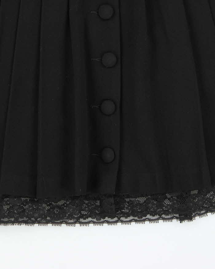 Vintage 00s Contemporary Button-up Lace Trim Skirt - XS