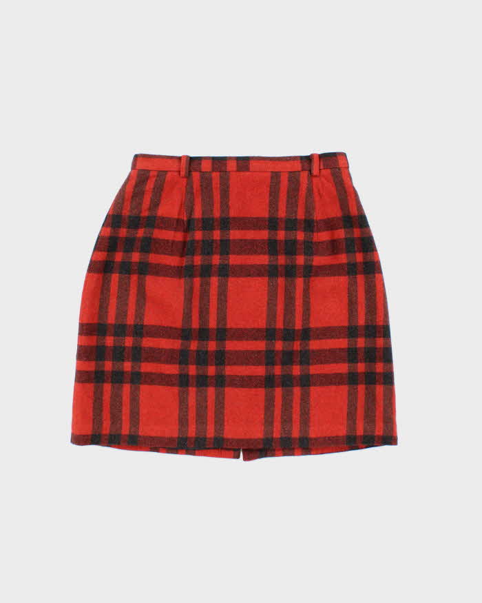 Vintage 90s Eddie Bauer Wool Blend Check Mini Skirt - XS