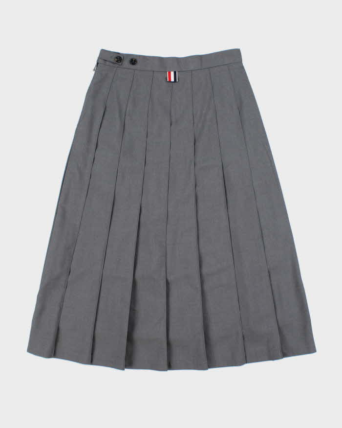 Thom Browne Pleated Wool Midi Skirt - S