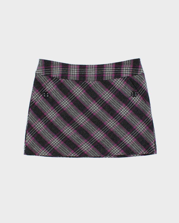 Vintage 00s Esprit Wool Blend Checked Mini Skirt - M