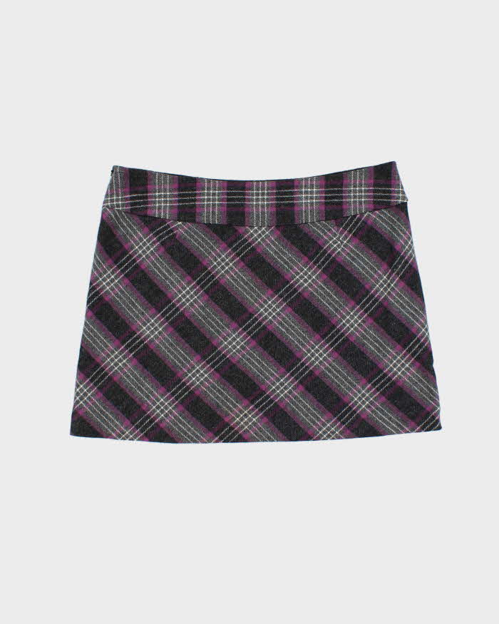 Vintage 00s Esprit Wool Blend Checked Mini Skirt - M