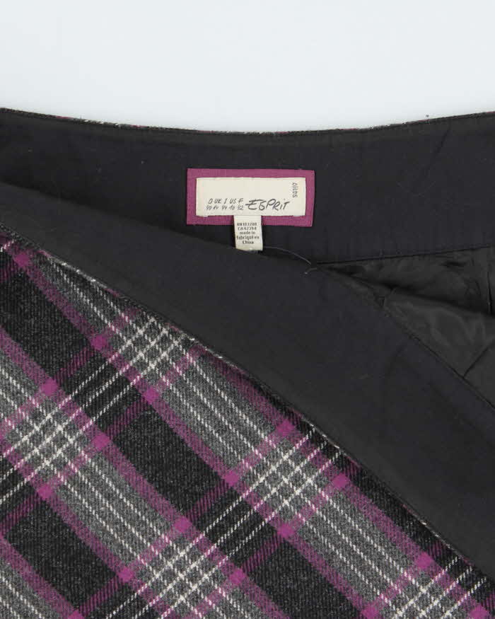 Vintage 00s Esprit Wool Blend Checked Mini Skirt - M