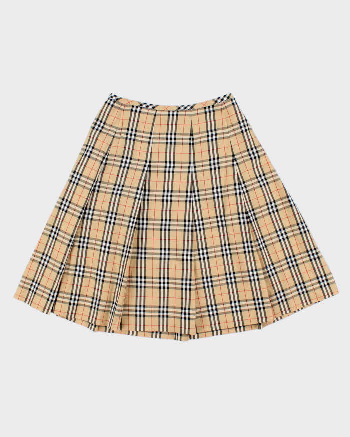 Vintage Y2K 00s Burberry Blue Label Japan Nova Check Pleated Knee Length Women's Skirt - S