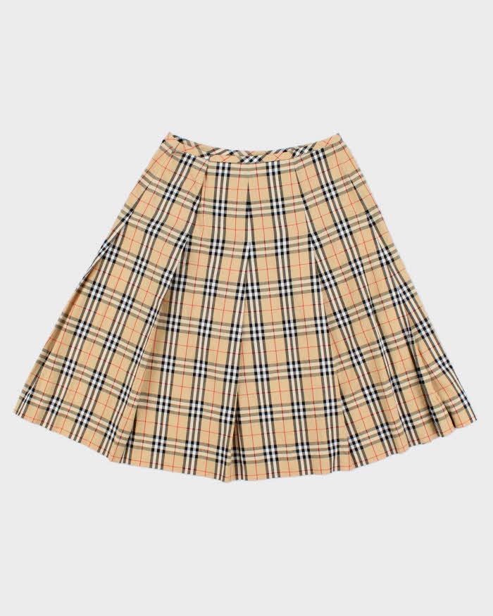 Vintage Y2K 00s Burberry Blue Label Japan Nova Check Pleated Knee Length Women's Skirt - S