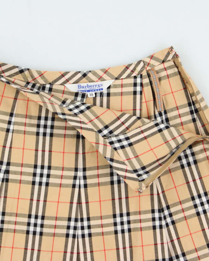 Vintage Y2K 00s Burberry Blue Label Japan Nova Check Pleated Knee Length Women's Skirt - S