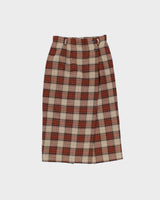 Vintage 1990s Women's Tartan Wool Midi Skirt - M