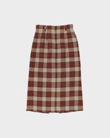 Vintage 1990s Women's Tartan Wool Midi Skirt - M
