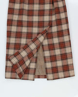 Vintage 1990s Women's Tartan Wool Midi Skirt - M
