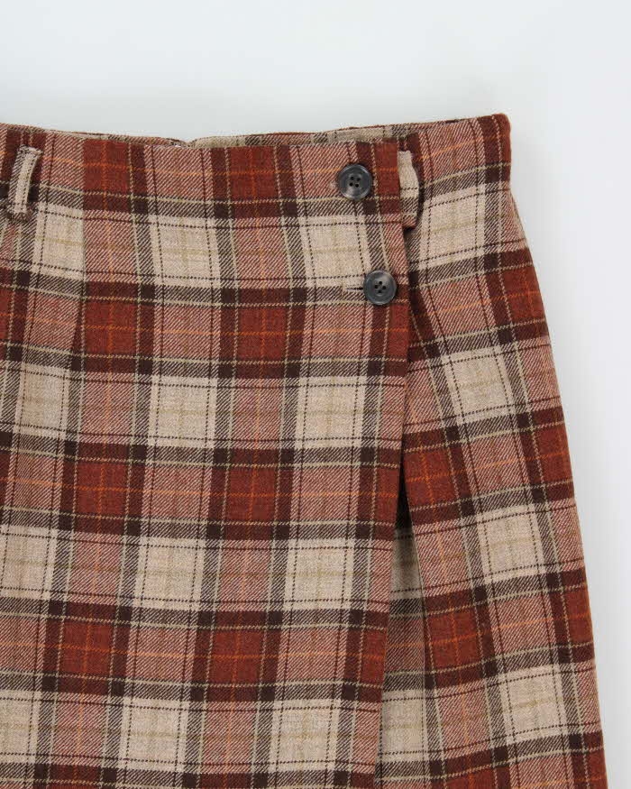 Vintage 1990s Women's Tartan Wool Midi Skirt - M