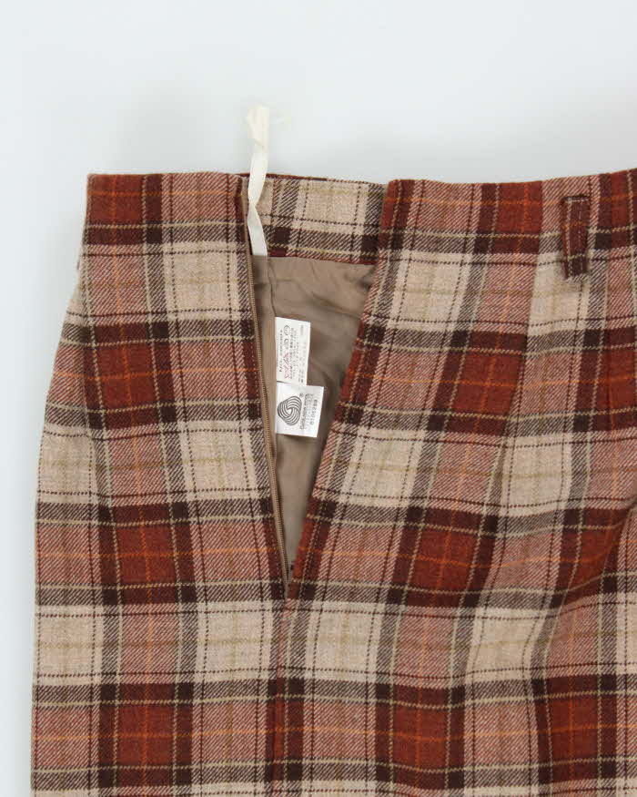 Vintage 1990s Women's Tartan Wool Midi Skirt - M