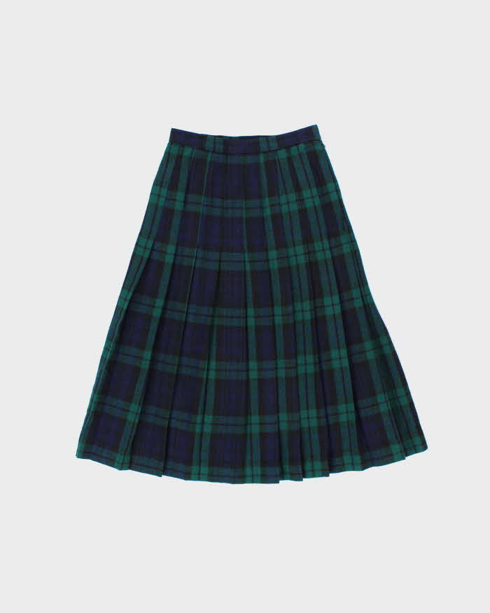 Vintage 1990s Laird Portch Made In Scotland Women's Tartan Wool Pleated Skirt - S