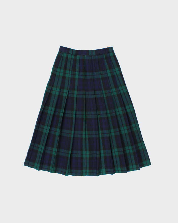 Vintage 1990s Laird Portch Made In Scotland Women's Tartan Wool Pleated Skirt - S