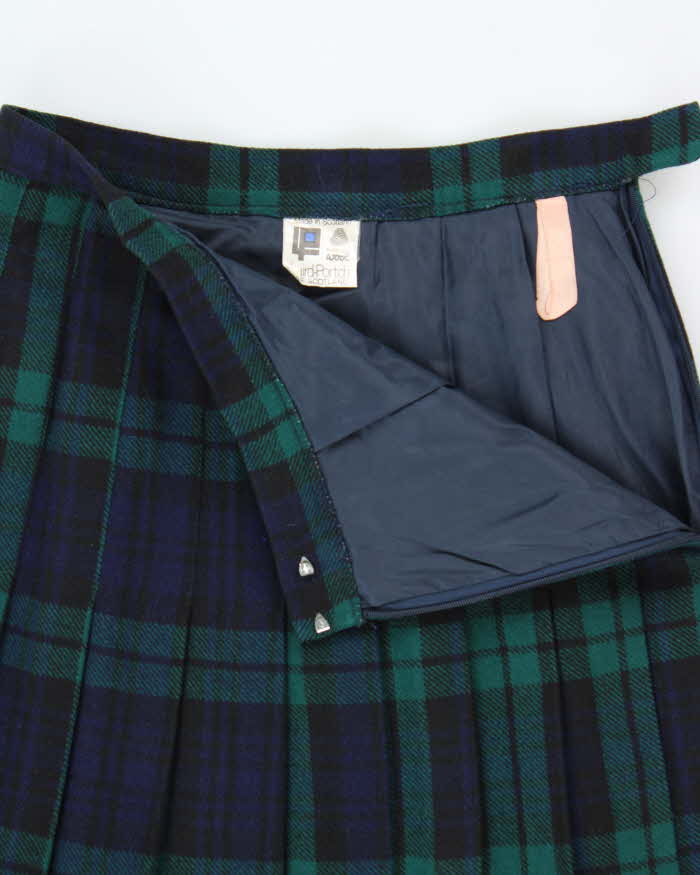 Vintage 1990s Laird Portch Made In Scotland Women's Tartan Wool Pleated Skirt - S