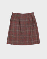 Vintage 1970s Wool Blend Check Double Buckle Skirt - XS