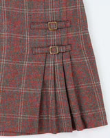 Vintage 1970s Wool Blend Check Double Buckle Skirt - XS