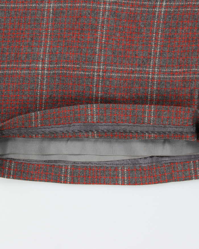 Vintage 1970s Wool Blend Check Double Buckle Skirt - XS