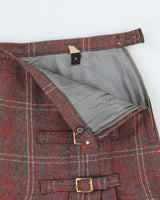 Vintage 1970s Wool Blend Check Double Buckle Skirt - XS