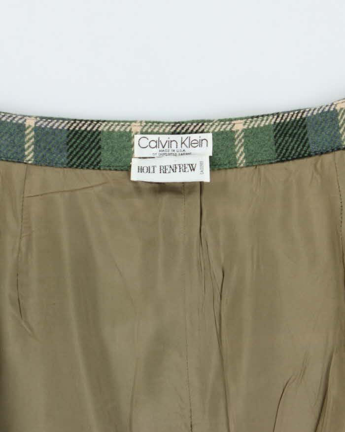 Vintage 1990s Calvin Klein Wool Blend Wrap Skirt - S