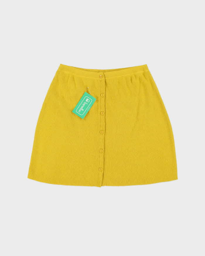 DSWT 1980s Benetton Angora &amp; Wool Button-up Mini Skirt - XS