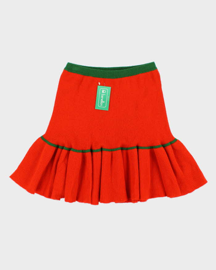 DSWT 1980s Benetton Wool Frilly Hem Skirt - XS
