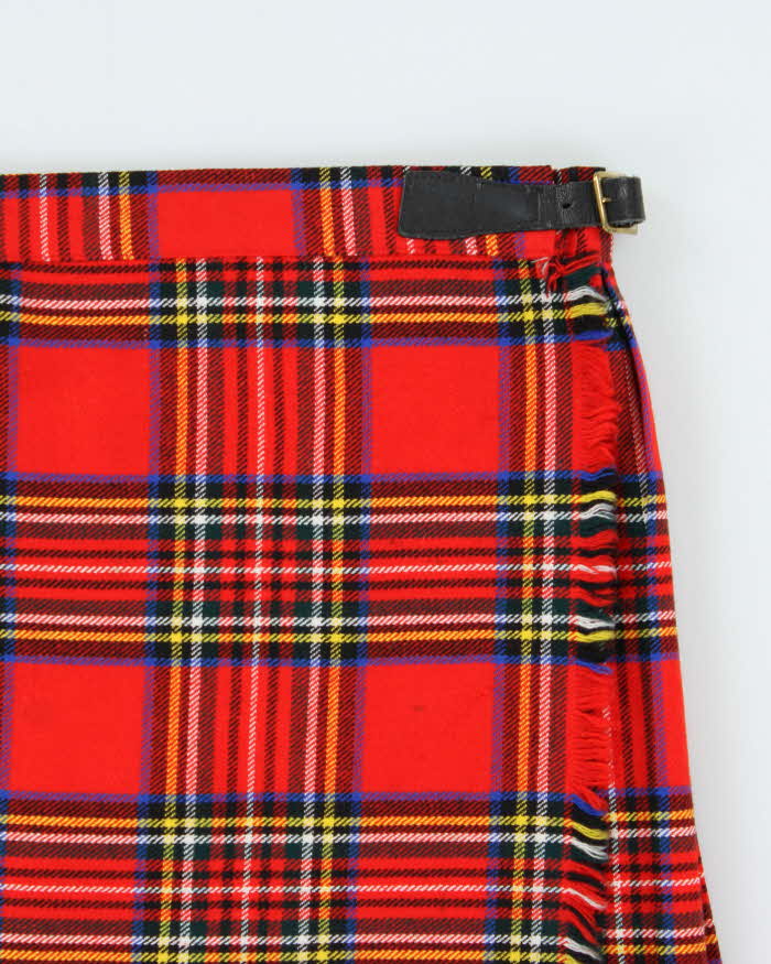 Vintage 1970s Teachers Pet Union Made Wool Blend Tartan Women's Pleated Wrap Skirt - S