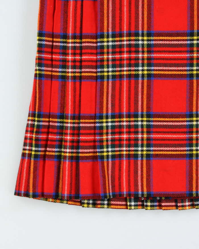 Vintage 1970s Teachers Pet Union Made Wool Blend Tartan Women's Pleated Wrap Skirt - S