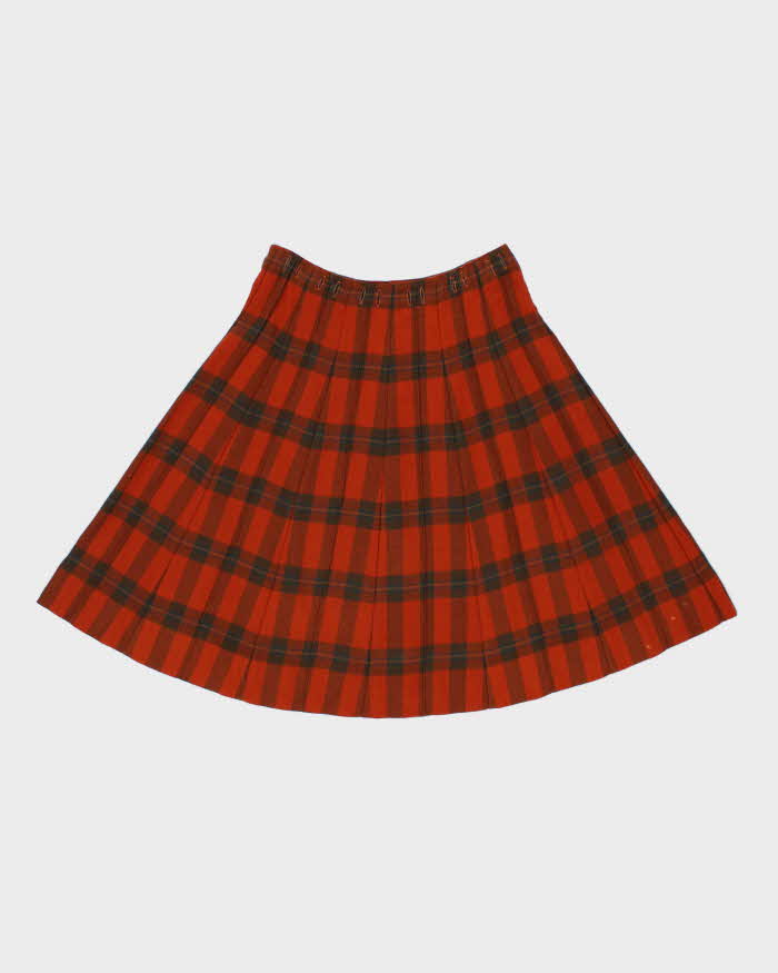 Vintage 1960s Canadian Star Hand Crafted British Wool Women's Tartan Flared Skirt - S