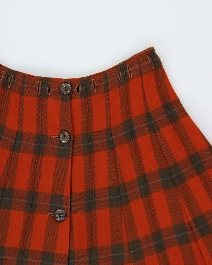 Vintage 1960s Canadian Star Hand Crafted British Wool Women's Tartan Flared Skirt - S