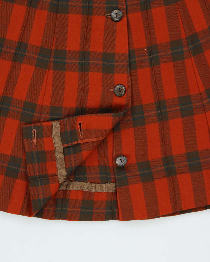 Vintage 1960s Canadian Star Hand Crafted British Wool Women's Tartan Flared Skirt - S