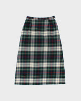 Vintage Checked Wool Blend Long Skirt - S