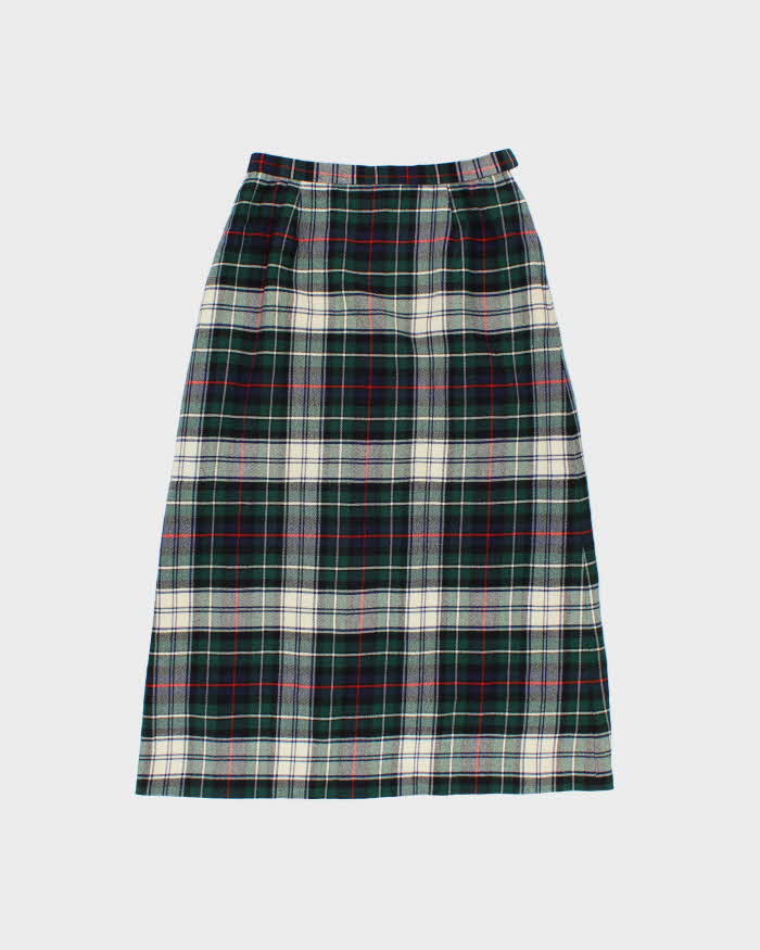 Vintage Checked Wool Blend Long Skirt - S