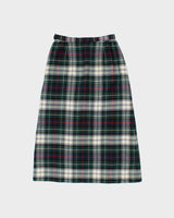 Vintage Checked Wool Blend Long Skirt - S