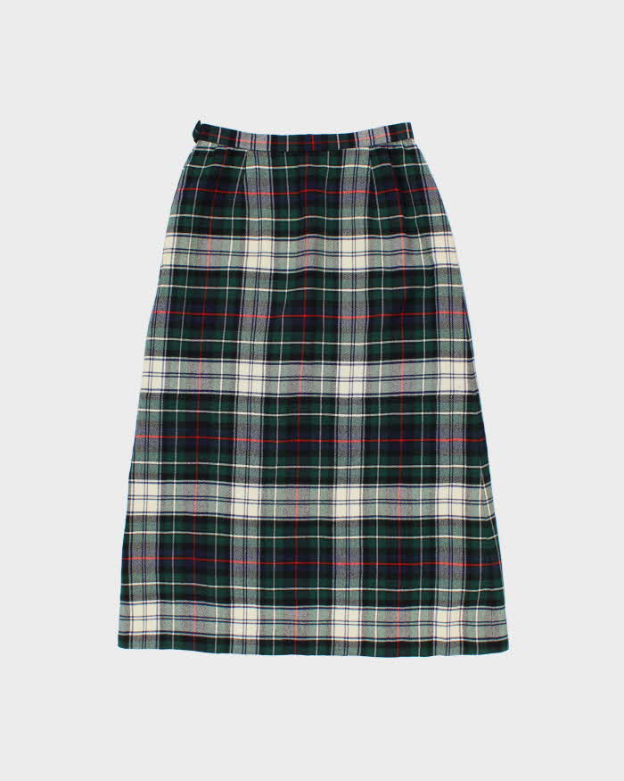 Vintage Checked Wool Blend Long Skirt - S
