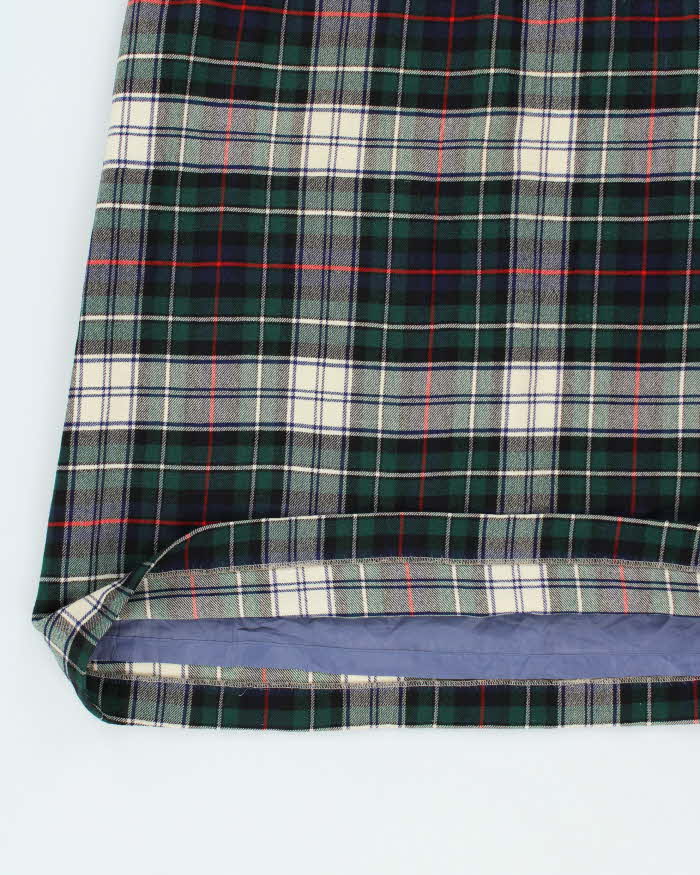 Vintage Checked Wool Blend Long Skirt - S